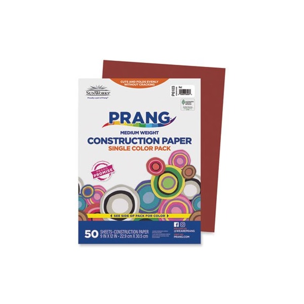 Pacon SunWorks, CONSTRUCTION PAPER, 58LB, 9 X 12, RED, 50PK 6103 - main